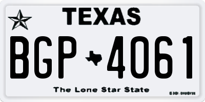 TX license plate BGP4061