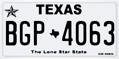 TX license plate BGP4063