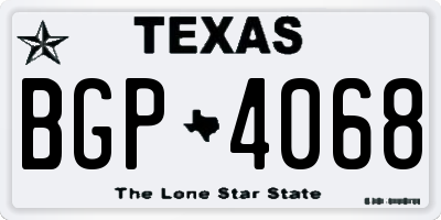 TX license plate BGP4068