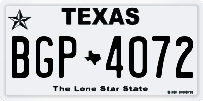 TX license plate BGP4072