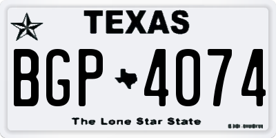TX license plate BGP4074