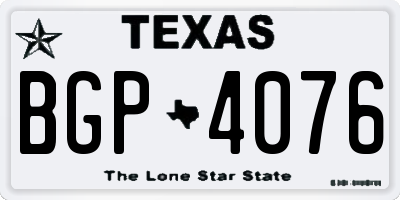 TX license plate BGP4076