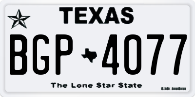 TX license plate BGP4077