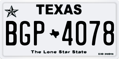 TX license plate BGP4078