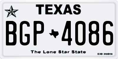 TX license plate BGP4086