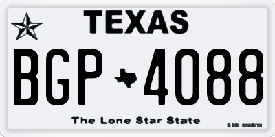 TX license plate BGP4088