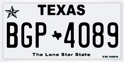TX license plate BGP4089