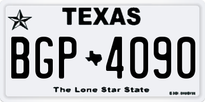 TX license plate BGP4090