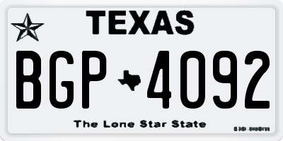 TX license plate BGP4092
