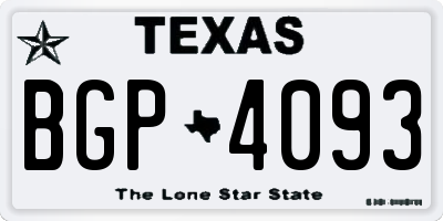 TX license plate BGP4093