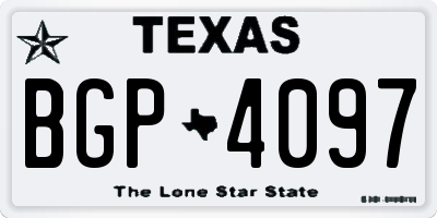 TX license plate BGP4097