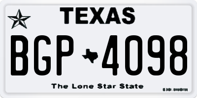 TX license plate BGP4098