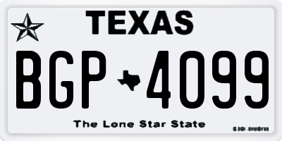 TX license plate BGP4099