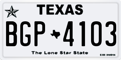 TX license plate BGP4103