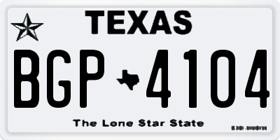 TX license plate BGP4104
