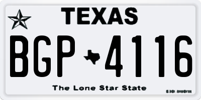 TX license plate BGP4116