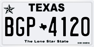 TX license plate BGP4120