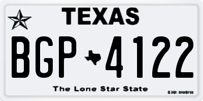 TX license plate BGP4122