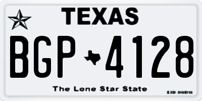 TX license plate BGP4128