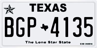 TX license plate BGP4135