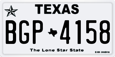 TX license plate BGP4158