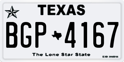TX license plate BGP4167