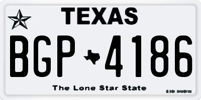 TX license plate BGP4186