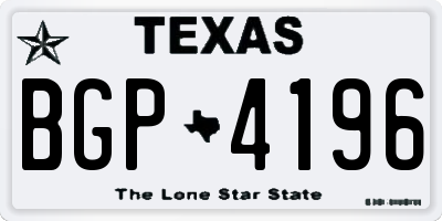 TX license plate BGP4196