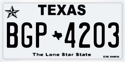 TX license plate BGP4203