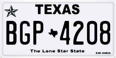 TX license plate BGP4208
