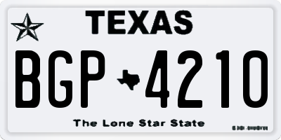 TX license plate BGP4210