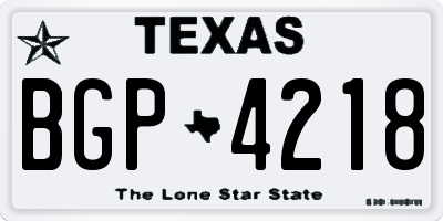 TX license plate BGP4218