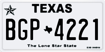 TX license plate BGP4221