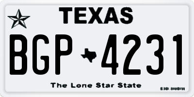 TX license plate BGP4231