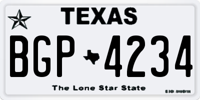 TX license plate BGP4234