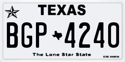 TX license plate BGP4240