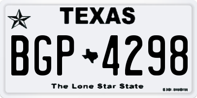 TX license plate BGP4298