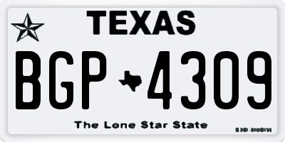 TX license plate BGP4309