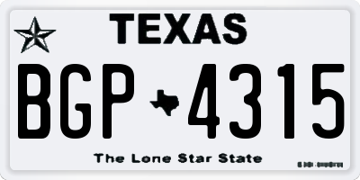 TX license plate BGP4315