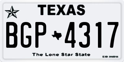 TX license plate BGP4317