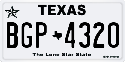 TX license plate BGP4320