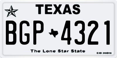 TX license plate BGP4321