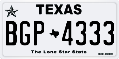 TX license plate BGP4333