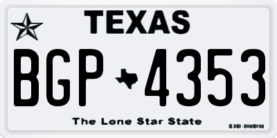 TX license plate BGP4353