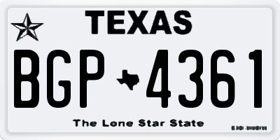 TX license plate BGP4361