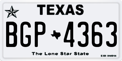 TX license plate BGP4363