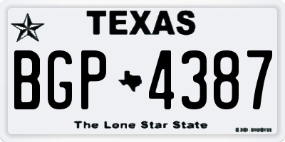 TX license plate BGP4387