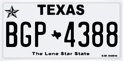 TX license plate BGP4388
