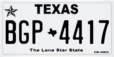 TX license plate BGP4417