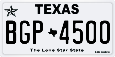 TX license plate BGP4500